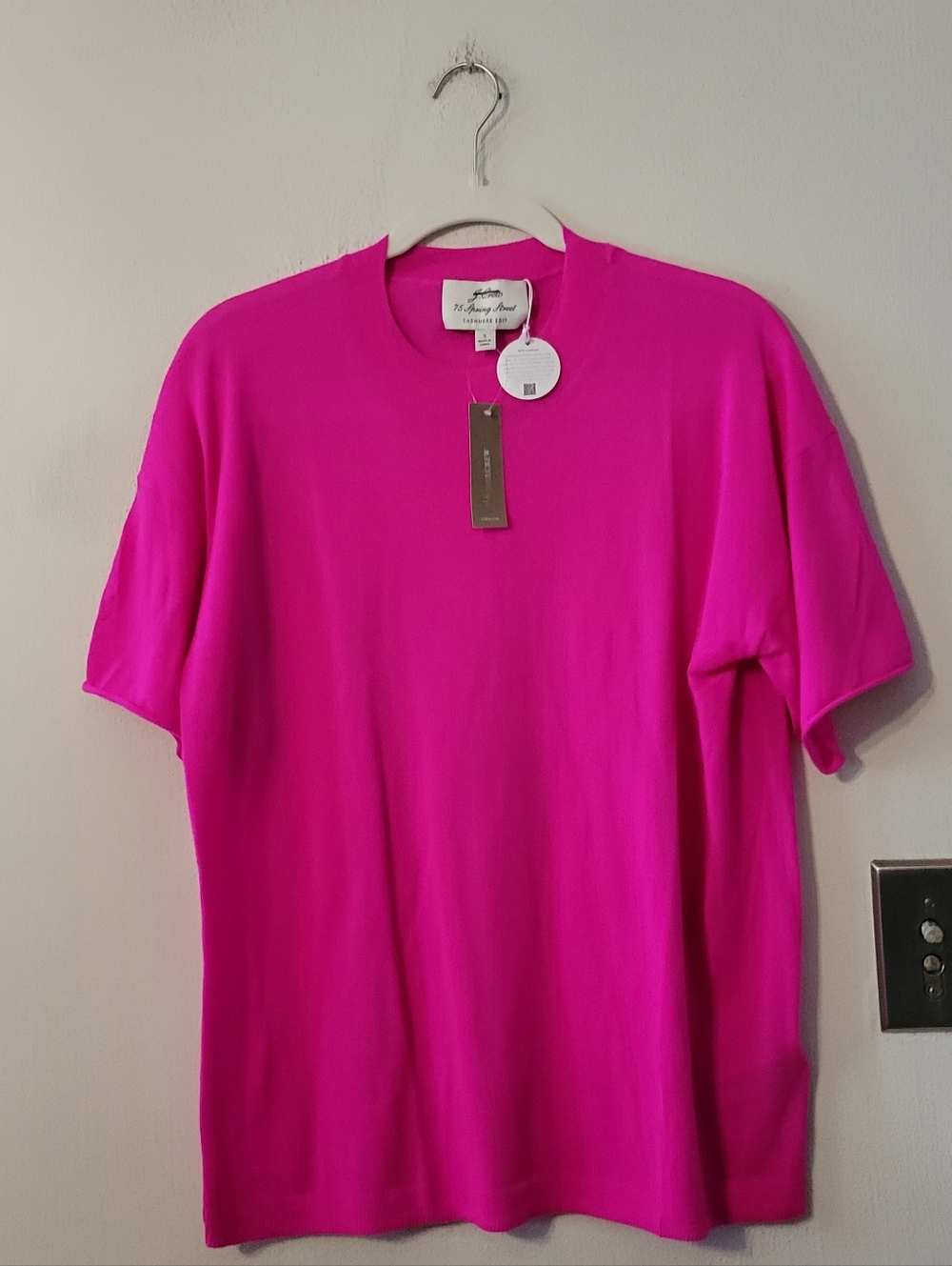 J. Crew Spring Street Featherweight Cashmere Relaxed Tee - vivid pink